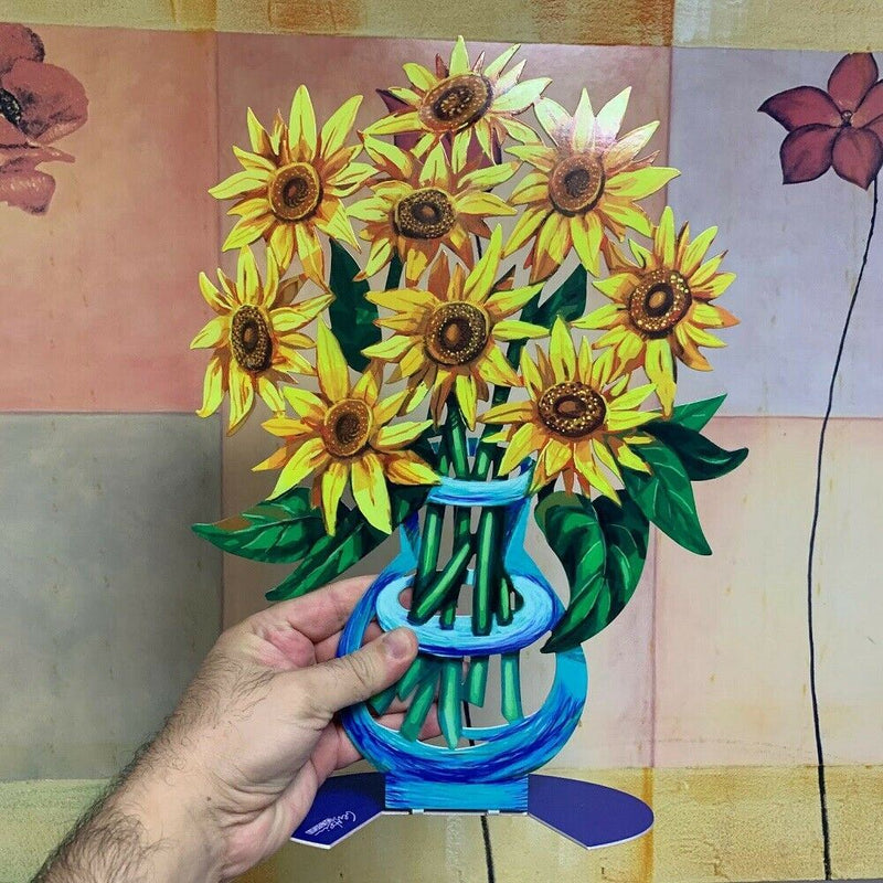 David Gerstein Metal Art Sunflower Flowers Modern Vase Sculpture