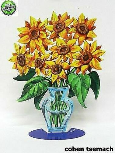 David Gerstein Metal Art Sunflower Flowers Modern Vase Sculpture