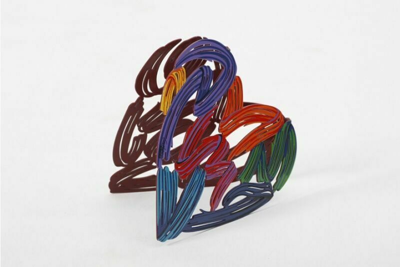 David Gerstein "Strokes Of Love" Art Love Strokes Metal Heart Sculpture
