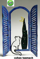 David Gerstein Art Window & Cat Metal Modern Sculpture