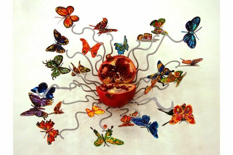 David Gerstein Art Butterflies Forever Metal Fruit Bowl / Metal Wall Sculpture