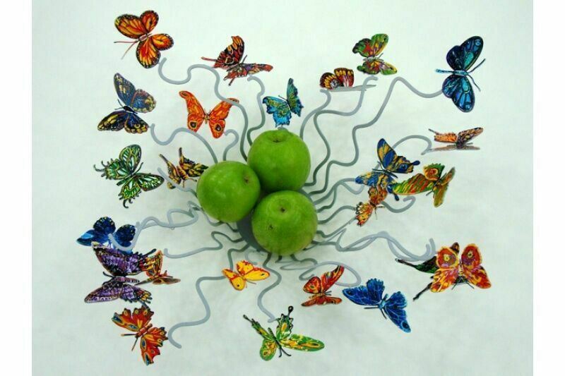 David Gerstein Art Butterflies Forever Metal Fruit Bowl / Metal Wall Sculpture