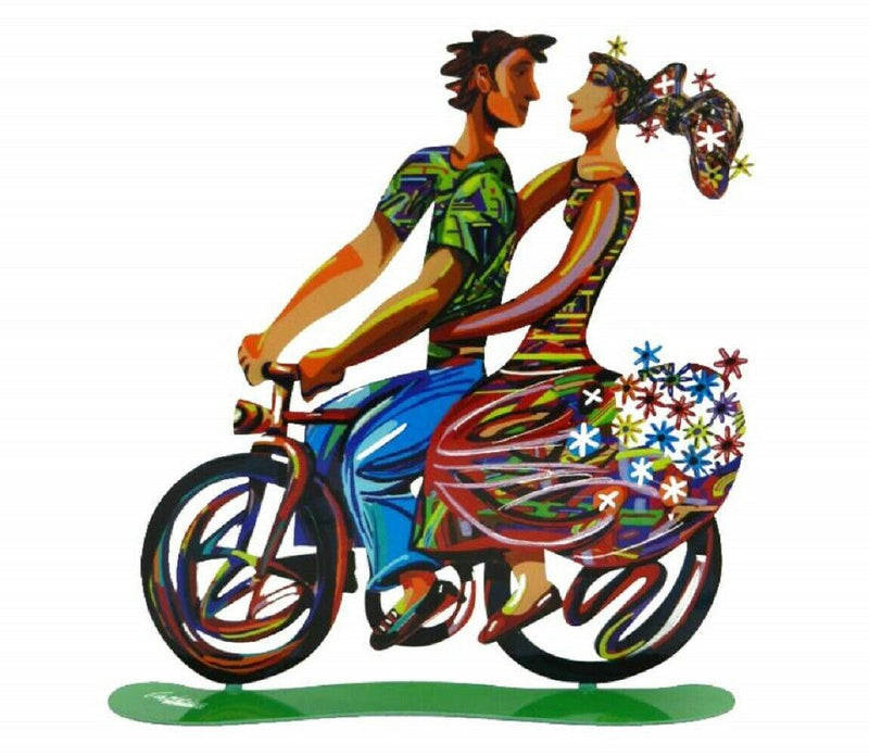 New Spring Bicycle Riders Metal Sculpture By David Gerstein Laser cut steel NEW