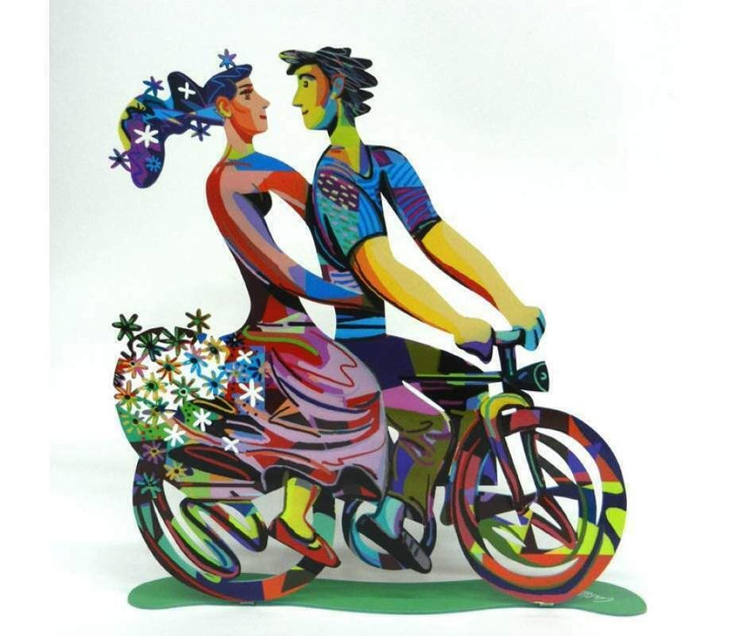 New Spring Bicycle Riders Metal Sculpture By David Gerstein Laser cut steel NEW