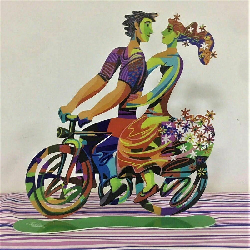 New Spring Bicycle Riders Metal Sculpture By David Gerstein Laser cut steel NEW