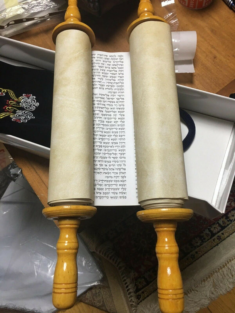 Big Sefer Torah Scroll Book Bible Hebrew&Velvet cover israel 18.5"