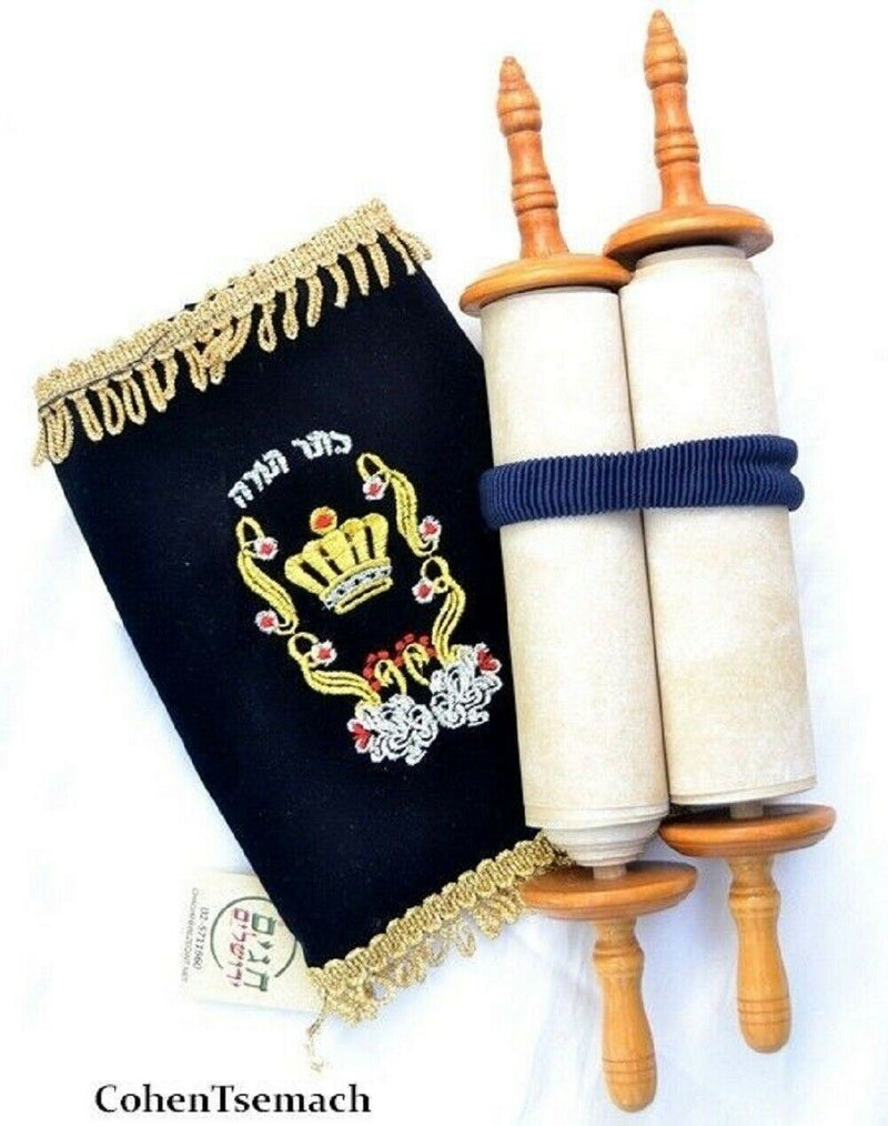 Big Sefer Torah Scroll Book Bible Hebrew&Velvet cover israel 18.5"