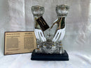 Silver Plated SHABBAT CANDLE HOLDERS Jerusalem Blessing Hands Gift From Israel