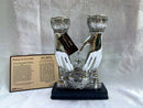 Silver Plated SHABBAT CANDLE HOLDERS Jerusalem Blessing Hands Gift From Israel