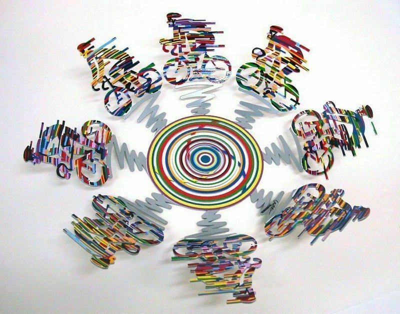 Cyclists Bowl Wall Metal Sculpture SMALL David Gerstein MODERN ART