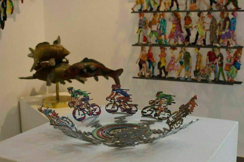 Cyclists Bowl Wall Metal Sculpture SMALL David Gerstein MODERN ART