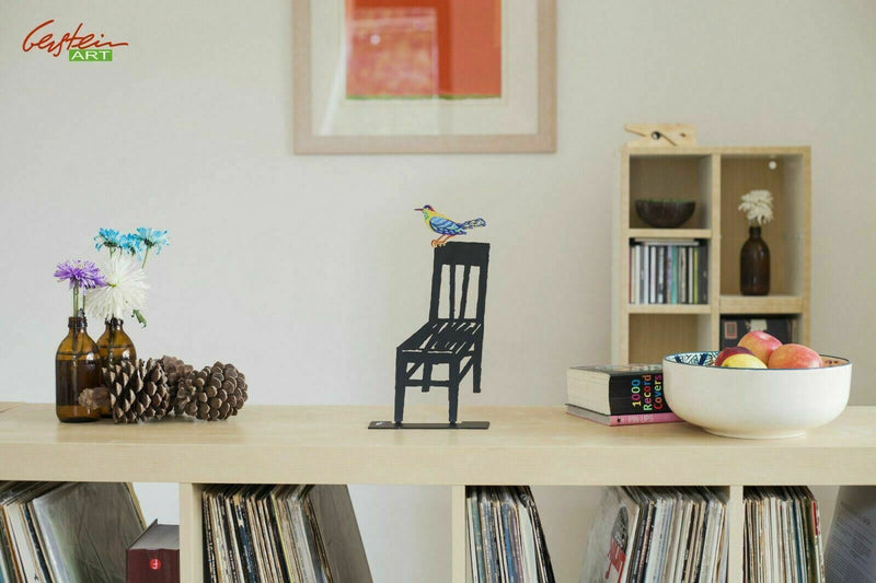Empty Chair bird on a chair Metal Modern Sculpture David Gerstein MODERN ART