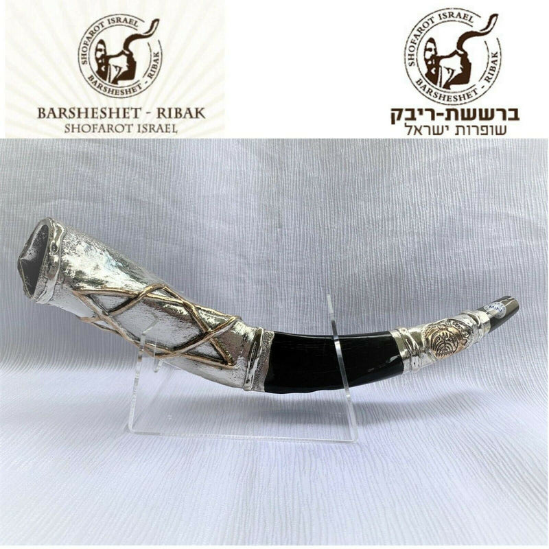 very rare shofar kudu silver Special star of david judaica 16"-17" + free stand