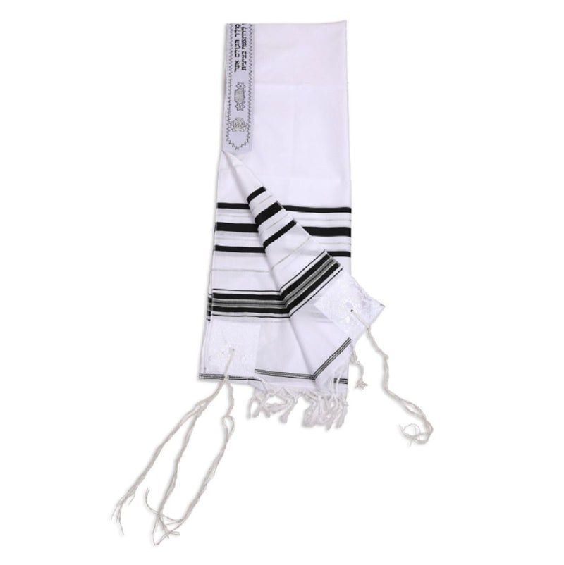 Acrylic Tallit Talit Prayer Shawl in24"X72" Made Israel Black&silver