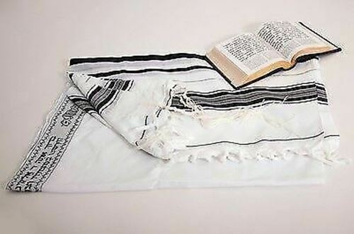 Kosher Tallit Talit Prayer Shawl in 55.1"X74.8"  Israel Black&silver טלית כשר