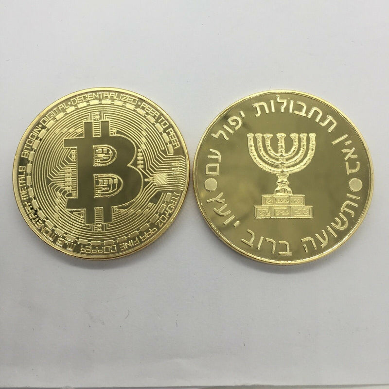 MOSSAD Gold Plated Bitcoin Coin Collectible Gift BTC Coin Art Collection