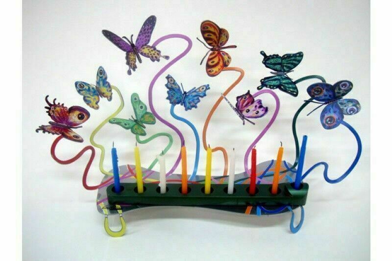 Butterflies Hanukkah Menorah by David Gerstein - Israeli Art & Gifts