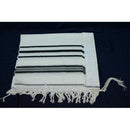 100% Kosher Wool Tallit Prayer Shawl Prima AA Black and Silver Stripes