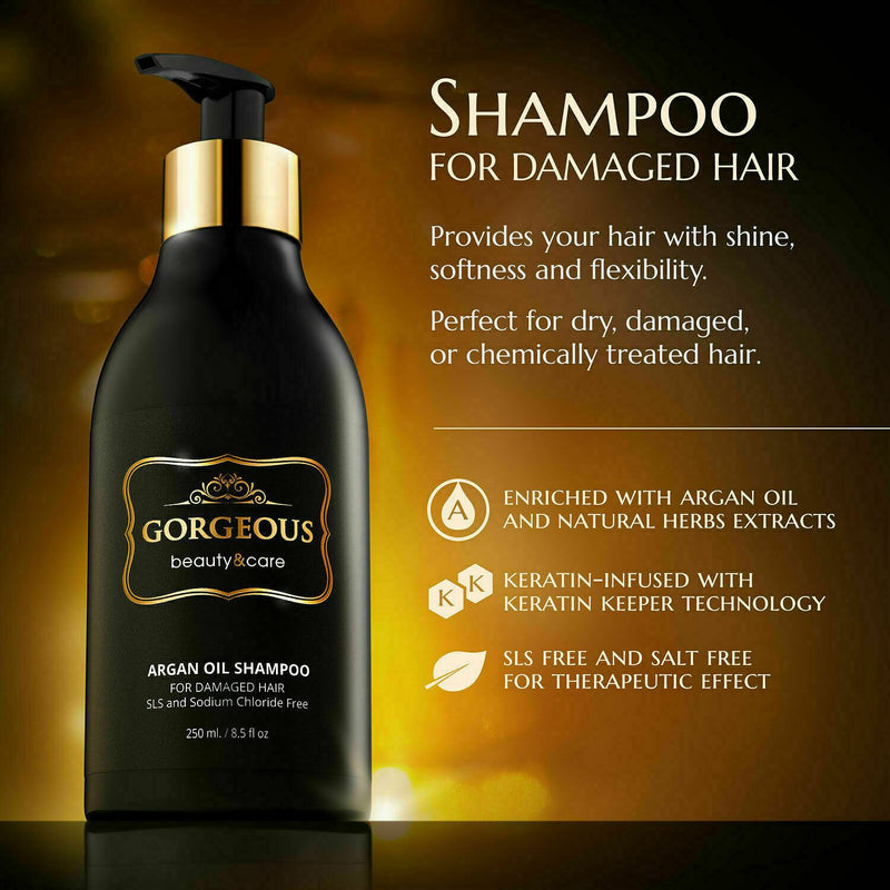 Gorgeous Moroccan Argan Oil Shampoo 8.5 Oz .sls Free .Volumizing & Moisturizing