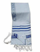 Kosher Tallit Prayer Shawl acrylic 42X62"/107x160cm Made in Israel Blue&Silver