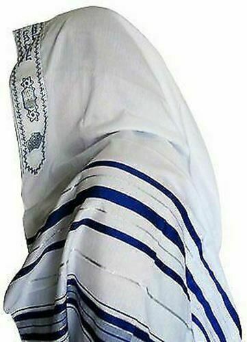 Kosher Tallit Prayer Shawl acrylic 42X62"/107x160cm Made in Israel Blue&Silver