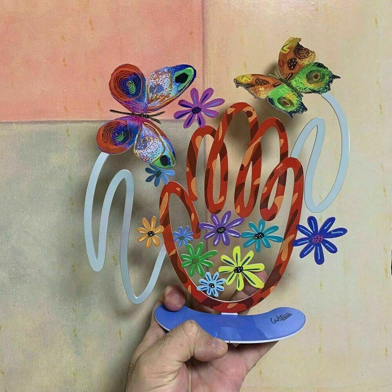 David Gerstein Art Hamsa flowers & butterflies Metal Sculpture