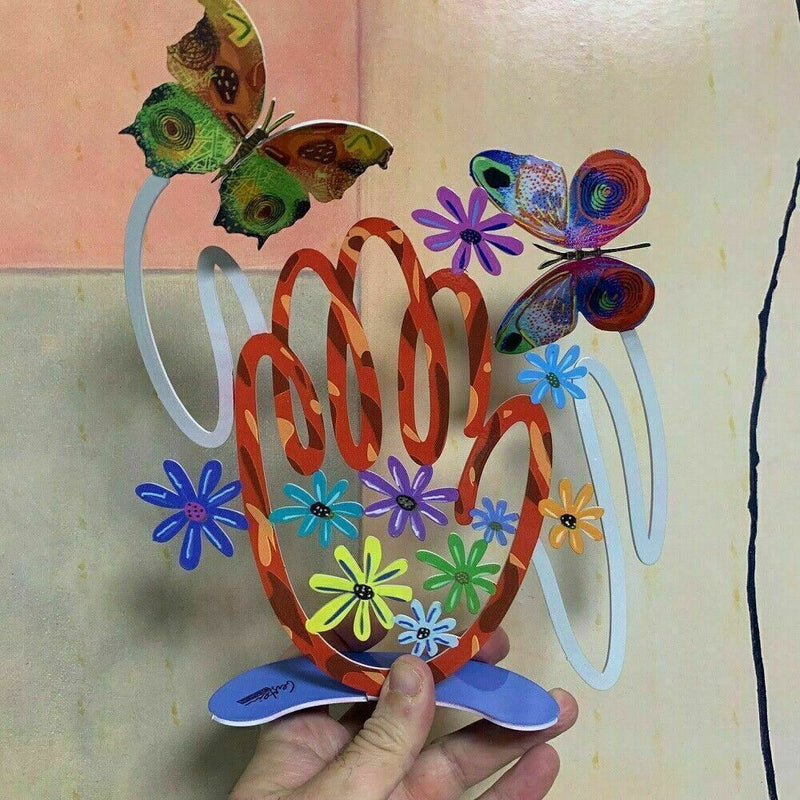 David Gerstein Art Hamsa flowers & butterflies Metal Sculpture