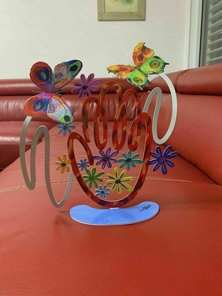 David Gerstein Art Hamsa flowers & butterflies Metal Sculpture