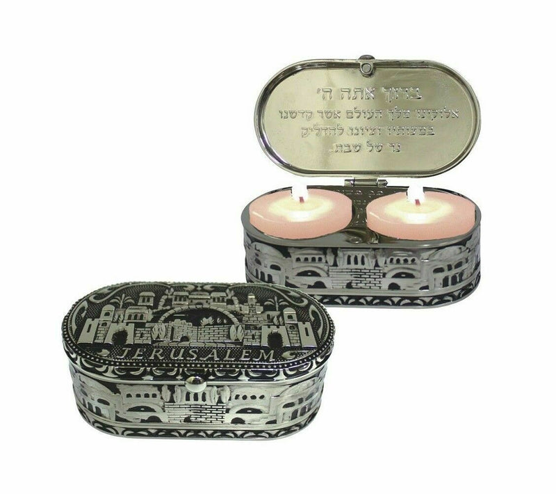 Jewish Shabbat Candlesticks Jerusalem Travel Candle Holder Judaica Israel Gift