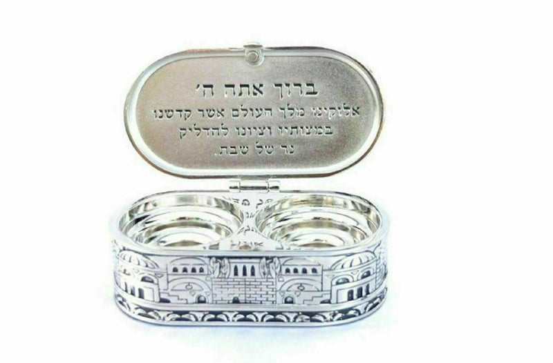 Jewish Shabbat Candlesticks Jerusalem Travel Candle Holder Judaica Israel Gift