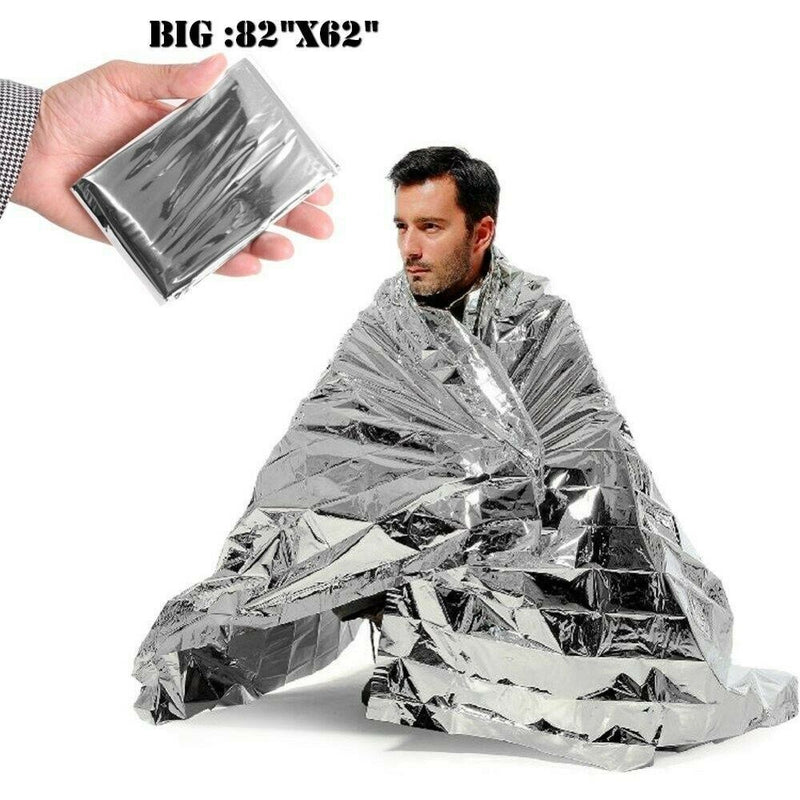 10 PACK • Emergency Solar Blanket Survival Safety Insulating Mylar Thermal Heat