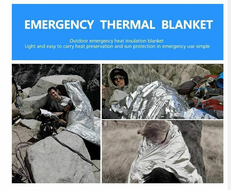 10 PACK • Emergency Solar Blanket Survival Safety Insulating Mylar Thermal Heat