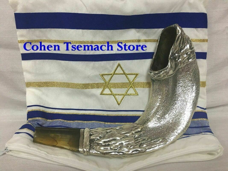 Twelve Tribes Choshen Breastplate Sterling Silver Ram's Horn Shofar+free stand