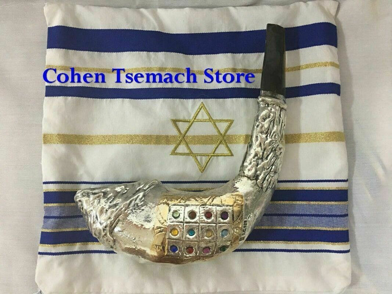 Twelve Tribes Choshen Breastplate Sterling Silver Ram's Horn Shofar+free stand