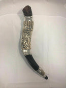 Sterling Silver Yemenite Shofar 17"-19"-Lion of Judah & Menorah+ Free Stand
