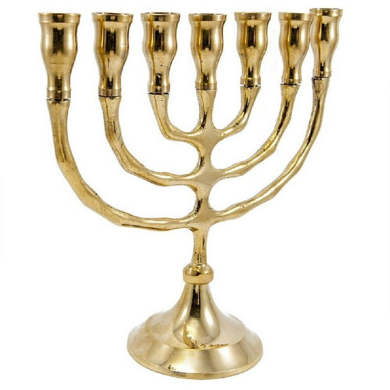 Brass Copper Classic Design 7 Inch Israel Menorah Candle Holder Judaica Gift