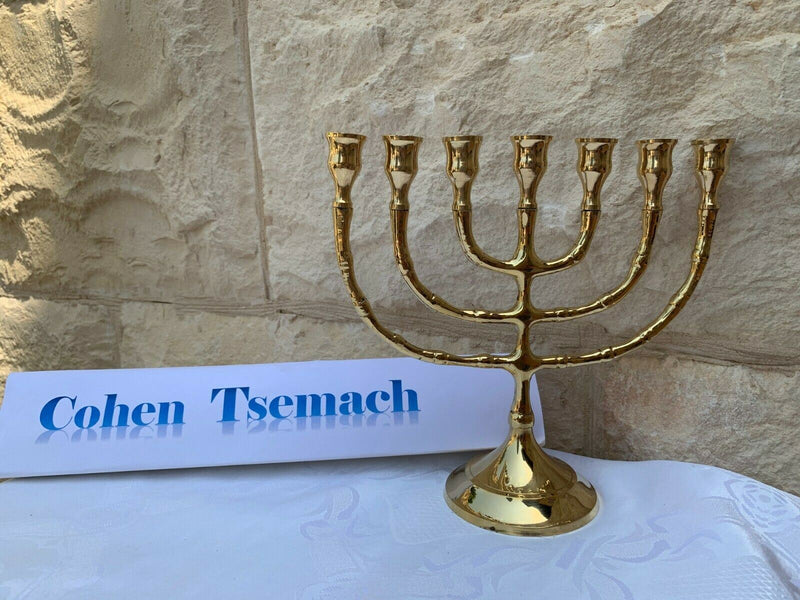 Brass Copper Classic Design 7 Inch Israel Menorah Candle Holder Judaica Gift