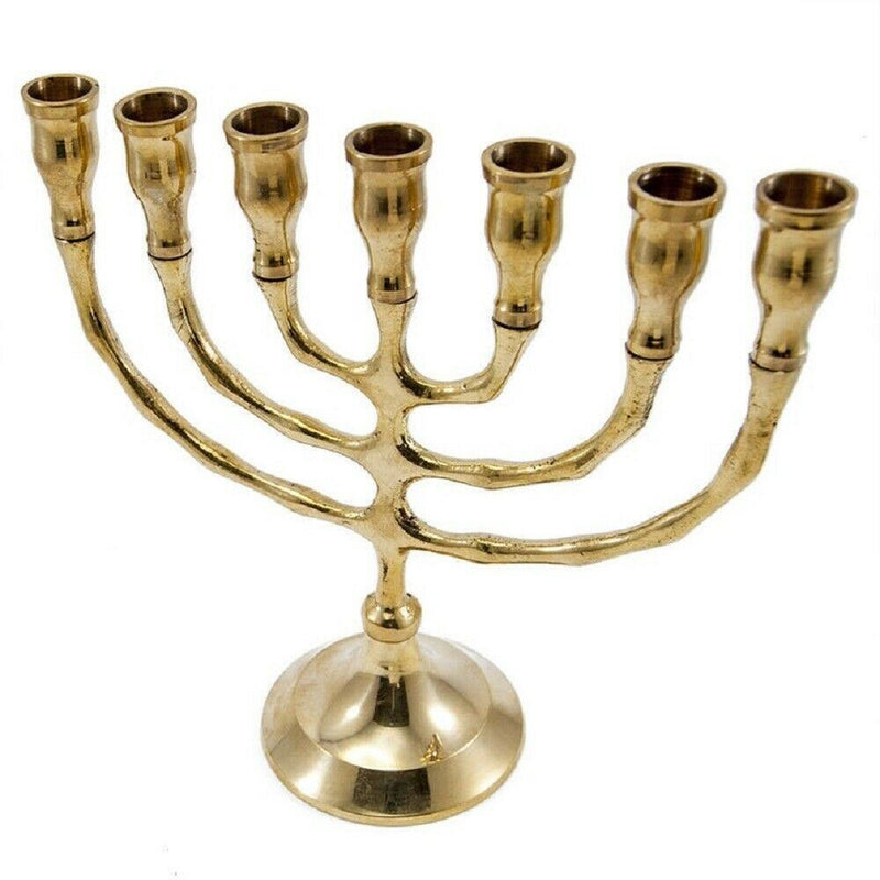 Brass Copper Classic Design 7 Inch Israel Menorah Candle Holder Judaica Gift