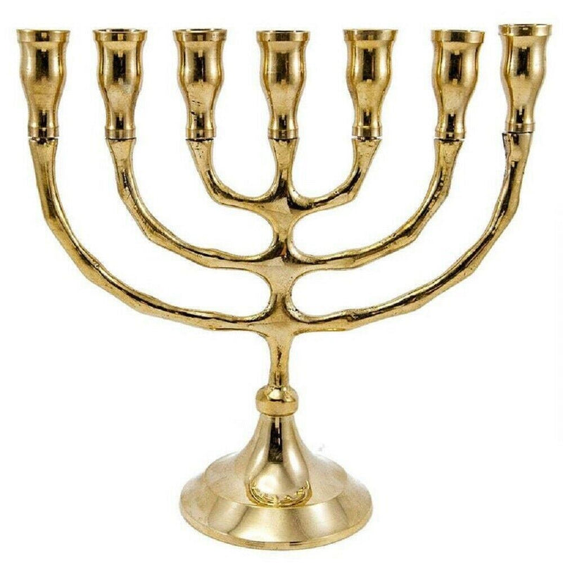 Brass Copper Classic Design 7 Inch Israel Menorah Candle Holder Judaica Gift