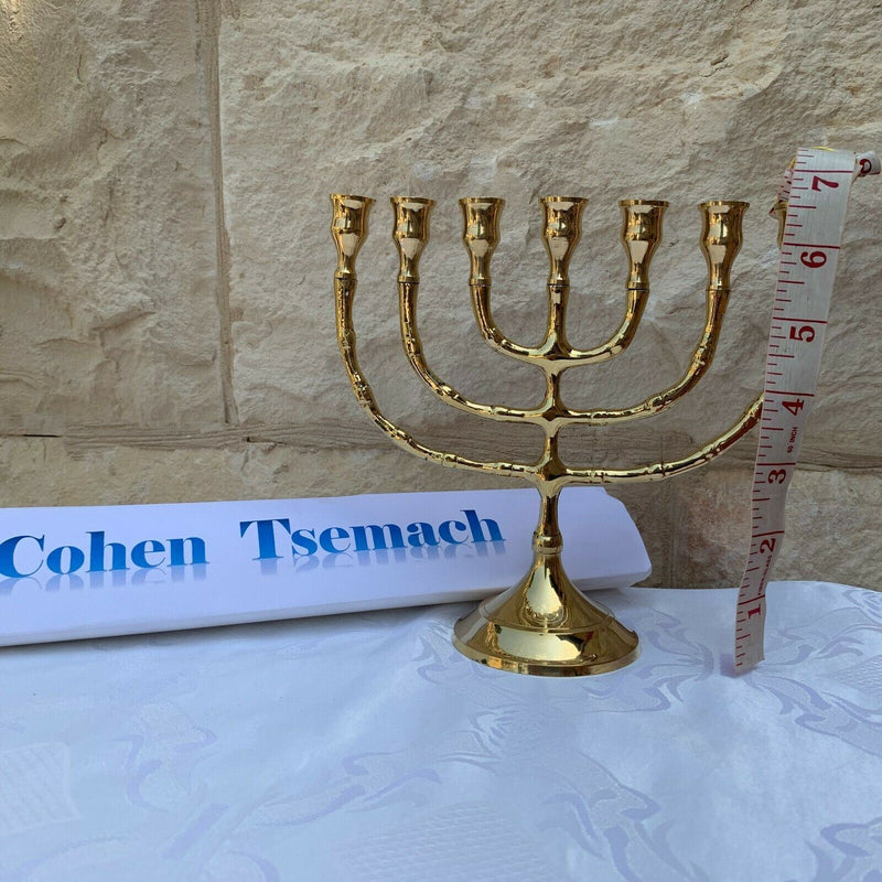 Brass Copper Classic Design 7 Inch Israel Menorah Candle Holder Judaica Gift