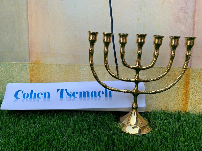 Brass Copper Classic Design 7 Inch Israel Menorah Candle Holder Judaica Gift