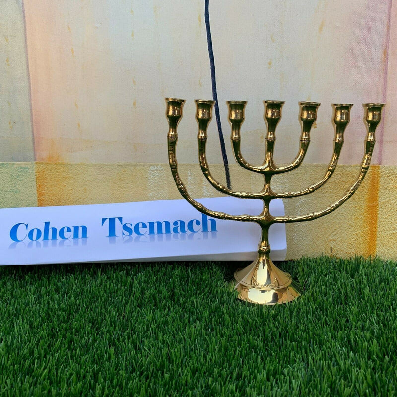 Brass Copper Classic Design 7 Inch Israel Menorah Candle Holder Judaica Gift