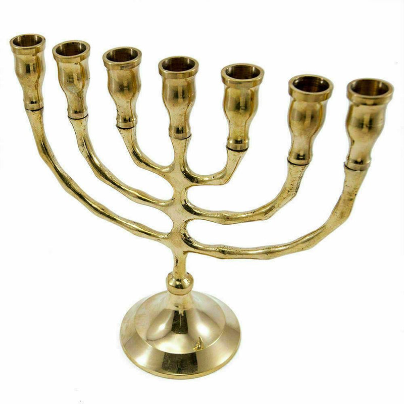 Brass Copper Classic Design 7 Inch Israel Menorah Candle Holder Judaica Gift