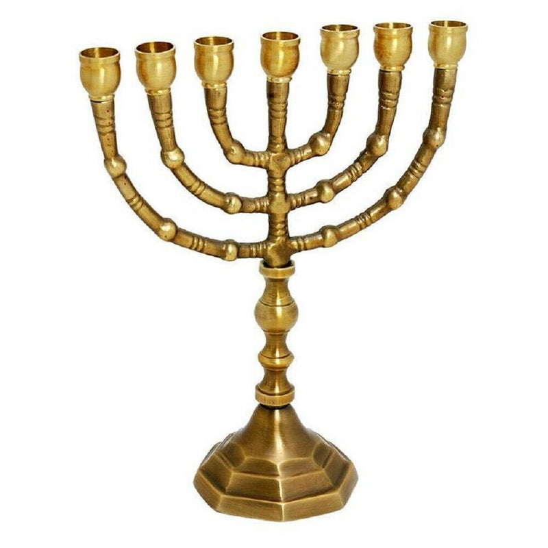 Amazing Antique Replica Solid Brass Copper 8" Bronze Menorah Candle Holder from