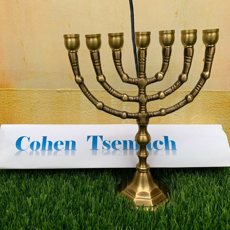 Amazing Antique Replica Solid Brass Copper 8" Bronze Menorah Candle Holder from