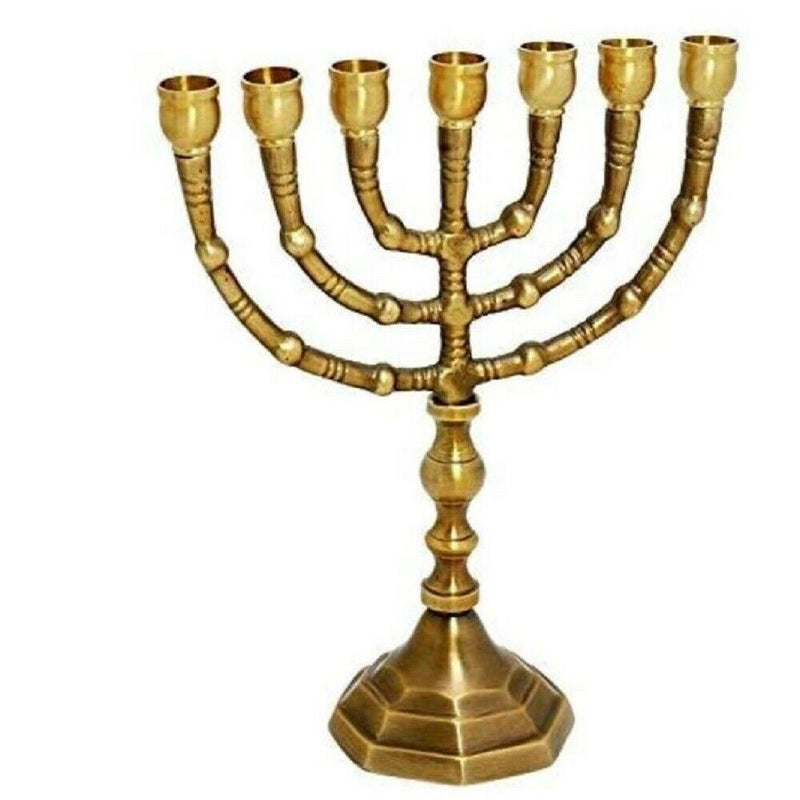 Amazing Antique Replica Solid Brass Copper 8" Bronze Menorah Candle Holder from