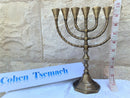 Antique Authentic Solid Copper 10 Inch Bronze Israel Temple Menorah Candle Holde