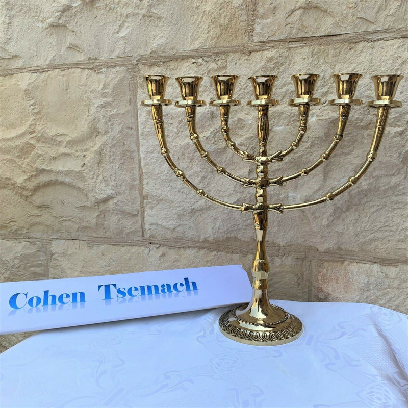 Brass Copper 10.5 " Height Vintage Menorah Candle Holder Seven Branches unique