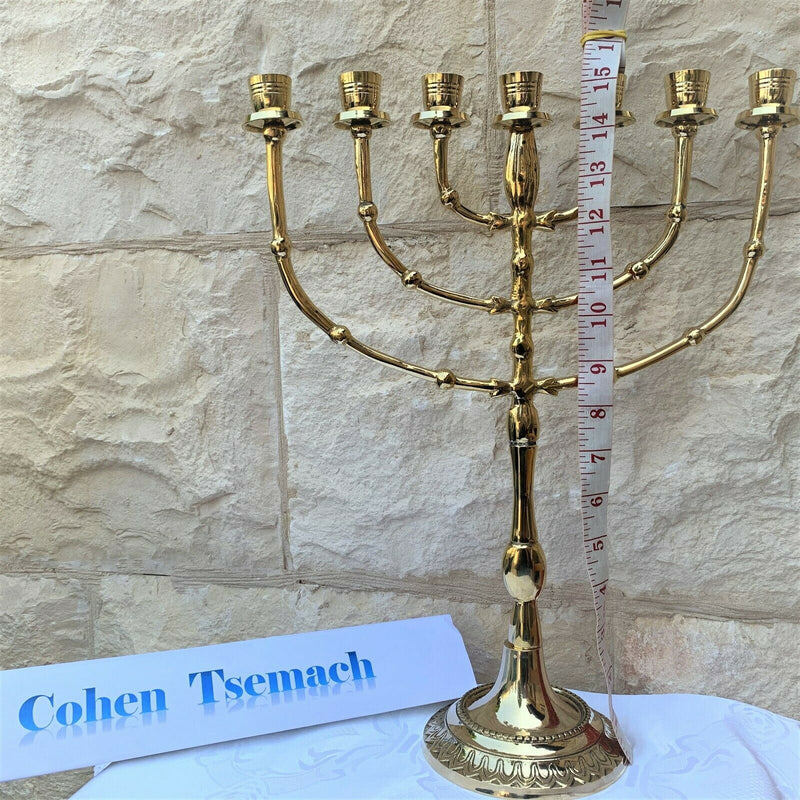 Jerusalem Menorah 15 inch Height Brass 7 Branches Menorah Jewish Israel Judaica