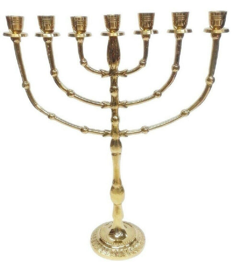 Jerusalem Menorah 15 inch Height Brass 7 Branches Menorah Jewish Israel Judaica